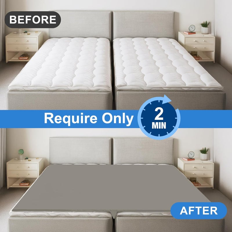 odesoy Upgrade 3-in-1 Bed Bridge Twin to King Bed Converter with Fitted Sheet- Mattress Gap Filler King Bed-with Sheet Strap Set 78"x 75"-Patent - Image 4